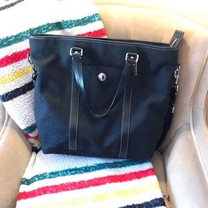 Coach black monogram laptop bag